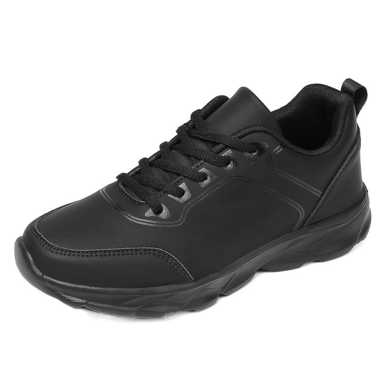 Waterproof leather sneakers women's lightweight all-black feet are not tired after standing for a long time, soft soles are non-slip, kitchen work sh