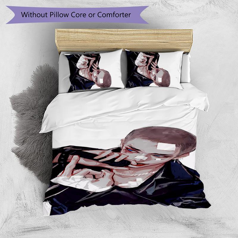 hyunjin Printed 3PCS Bedding Set Soft Breathable Duvet Cover Pillowcases Set Washable Bedroom Decor Home Gift