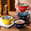 15oz Fassungsvermögen Ethnisch Stil Keramik Tasse Handbemalt Keramik Frühstückstasse Feiertagsgeschenk