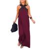 Summer Sleeveless Loose Casual Long Dress New Big Size Women A-line Cross Party Patchwork Dress Sweet Streetwear Sexy Clothing