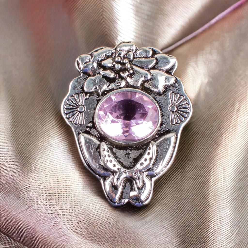 925 Solid Silver Semi Precious Gemstone Oxidised Designer Jewelry Pendant 1.37" CP-6