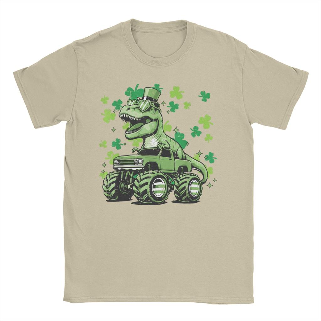 Dino St. Patrick's Day T-Shirts für Unisex Lustiges Baumwoll-T-Shirt Rundhals Kurzarm-T-Shirts Oberteile für Erwachsene
