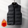 Casual Jacket Autumn and Winter Men's Loose Sleeveless Zipper Down Vest Men's Solid Color Warm Vest Men's Stand Up Collar Jacket
