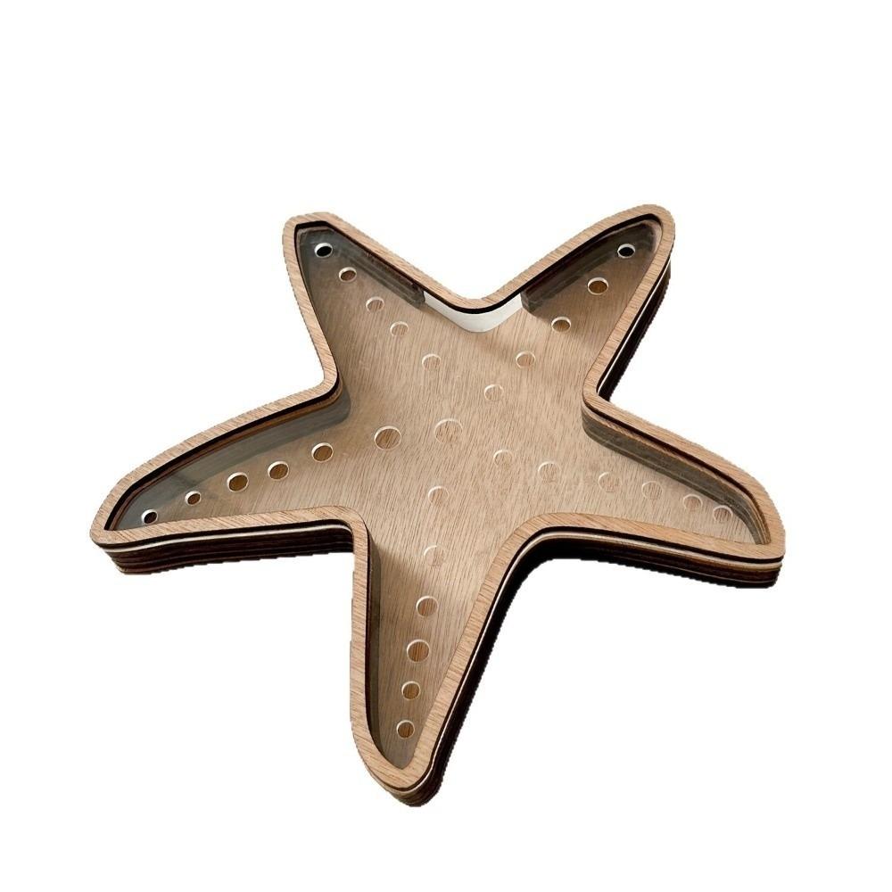 

Creative Star Piggy Bank Wooden Desk Organizer Home Ornaments Starfish-Shaped Display Box Gift Starfish 21.6cm