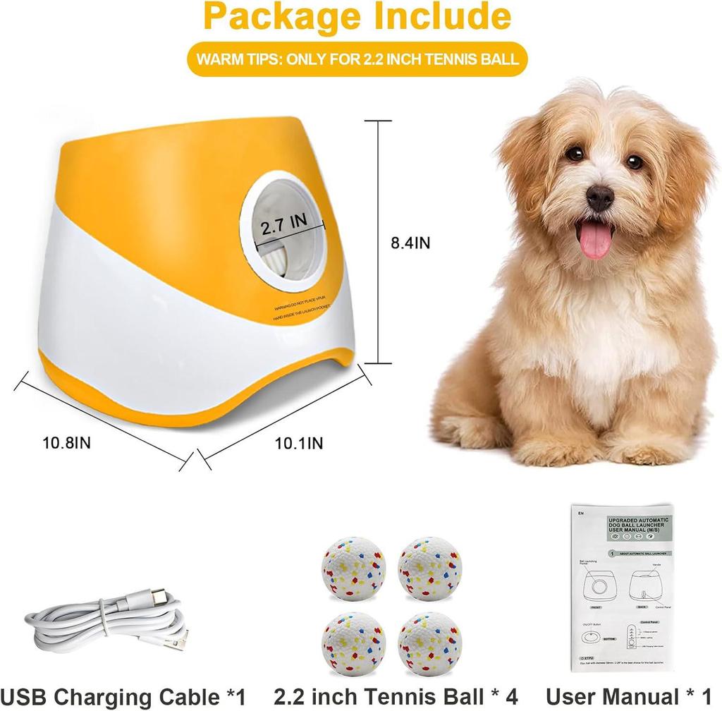 Automatic Pet Ball Launcher for Border Collies - Dog Toy, Tennis Ball Thrower, Bouncing Ball for Walking and Fetching Upgraded Version