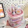 Simple And Large Desktop Storage Transparent Pen Holder Cartoon Square Pen Holder Student Stationery Storage Box