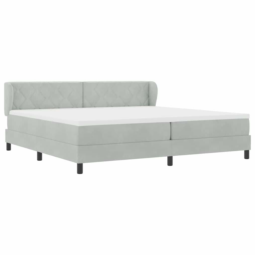 Boxspring Bed with Headboard Light Gray 200 X 200 Cm Velvet