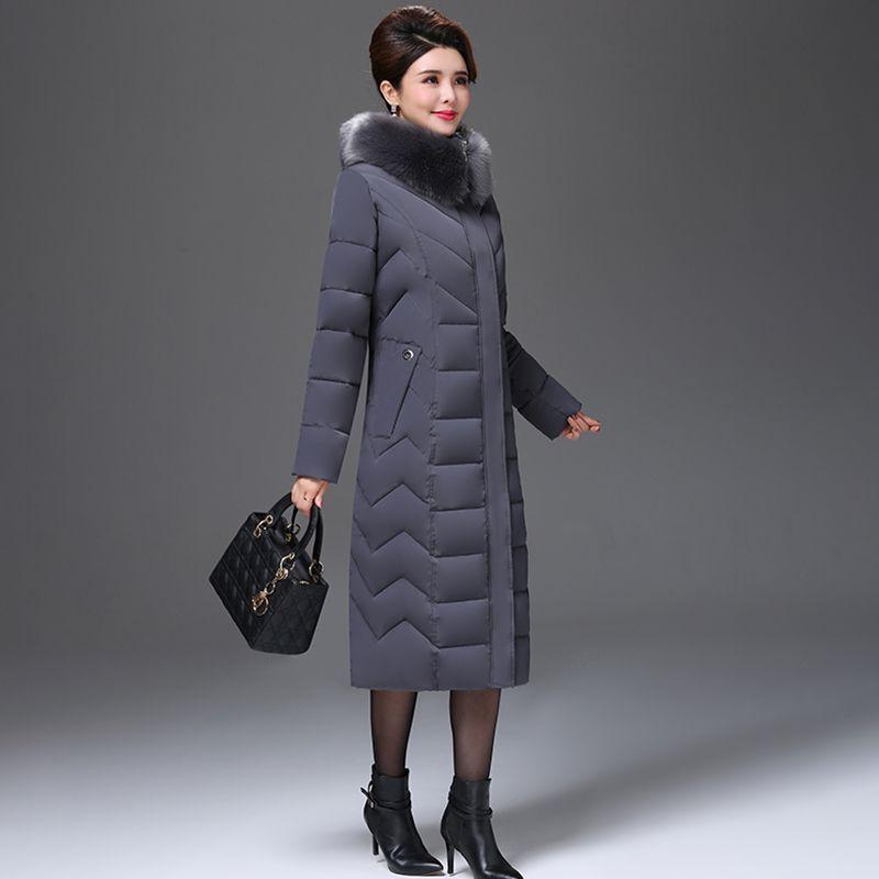 

Пуховик Зимний Средней Длины Ниже Колена Плюс Толстый Для Увеличения Среднего Возраста и Пожилых Матерей Большого Размера Утолщенная Куртка Женская Зимняя Одежда 6XL серый