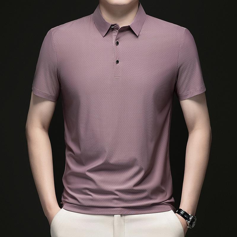 Polo Shirt Short-Sleeved T-Shirt Men'S Non-Ironing High-End Business Casual Breathable Cool Half Sleeve