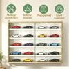 Wall display case for collections with 4 height-adjustable shelves and 2 sliding glass doors