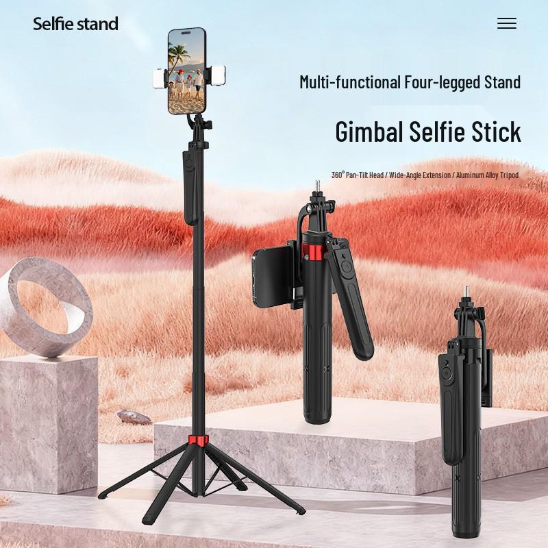 Anti-Shake Bluetooth Selfie Stick, 1.8m Aluminum Alloy, Four-Legged Stand for Mobile Phones and Live Streaming