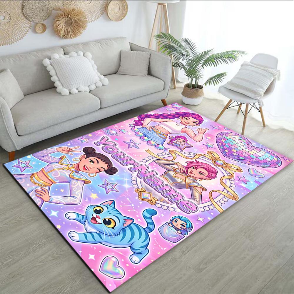 Meninas Caçadoras de Demônios (8) Personalize seu tapete com nome, almofada para cadeira de escritório, presente para quarto de casa, sala de estar.