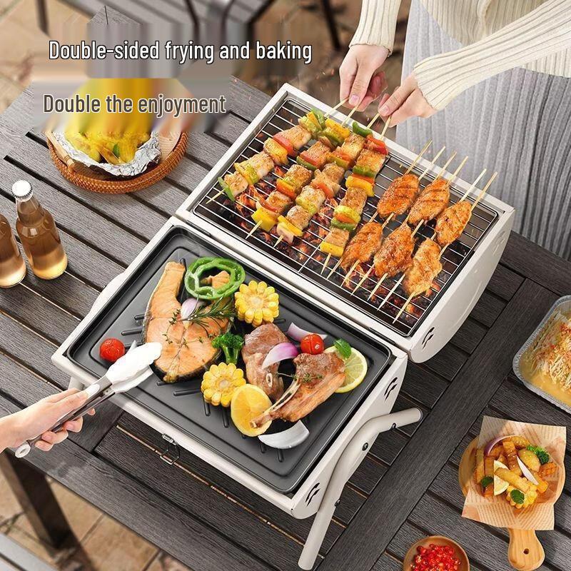 JINGRX Portable Foldable Round BBQ Grill