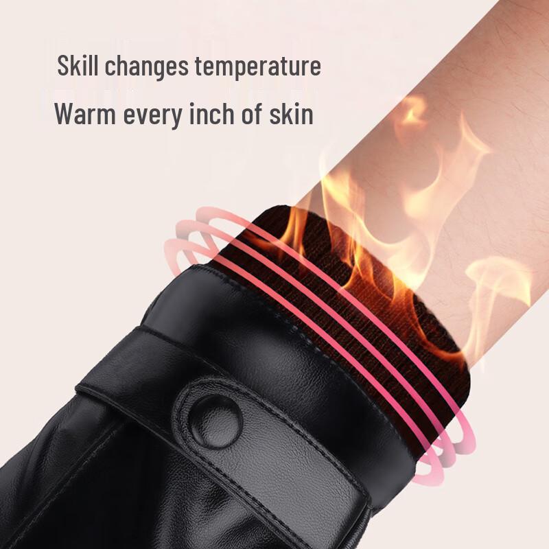 RED DRAGONFLY Men's Winter Genuine Leather Touchscreen Gloves