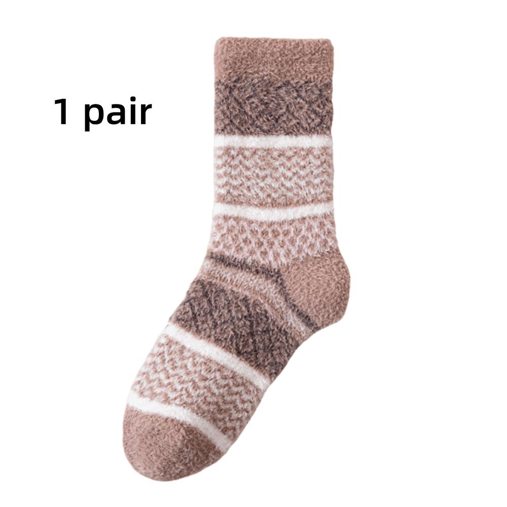 Fashion Autumn Winter Coral Fleece Socks Thicken Warm Sleep Socks Soft Half Fleece Medium Tube Sock For Women Girls