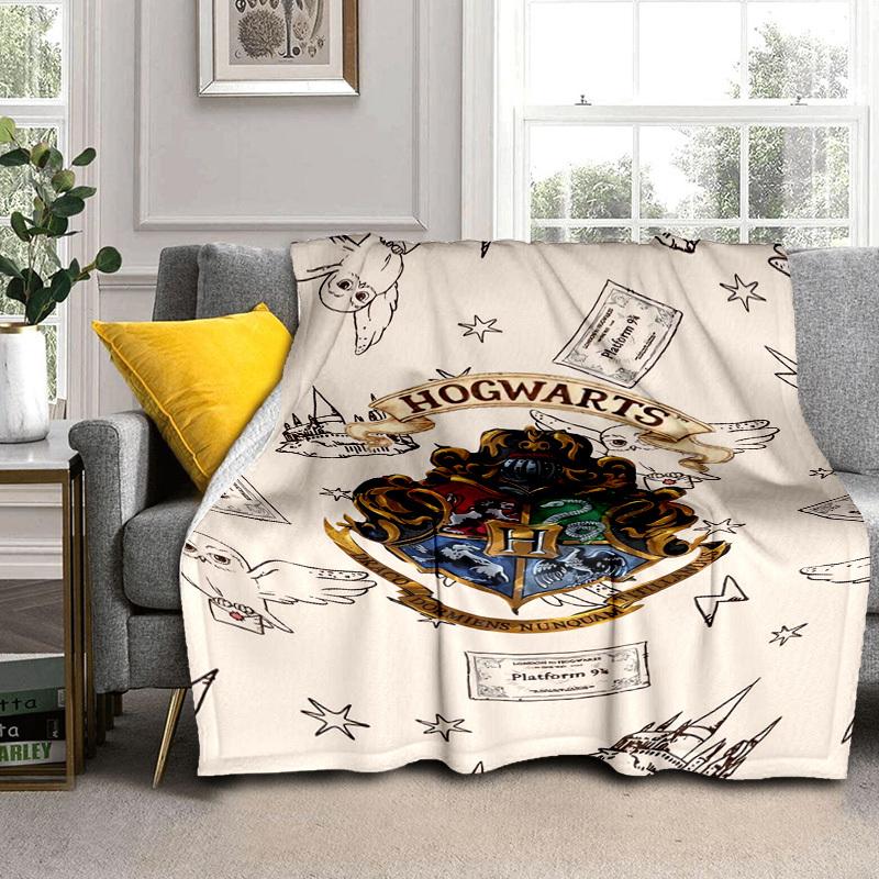 1pc Hogwarts Crest with Houses Symbols Cartoon Blanket,Portable Throw for Travel & Camping, All Season Cozy Blanket,Ideal Gift
