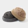 Trendy and Stylish Distressed Retro Color-Block Skull Cap - Autumn and Winter New Korean-Style Face-Slimming Beanie, Unisex Hat