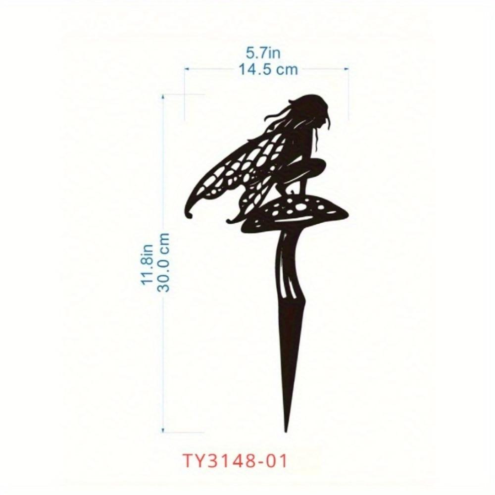Iron Fairy Garden Stake Outdoor Metal Art Sculpture for Yard Patio Decor