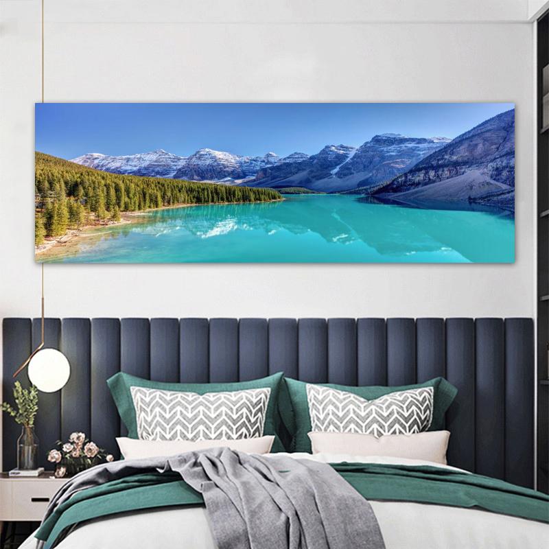 Bergsee Poster und Drucke Landschaft Leinwand Malerei Natur Baum Himmel Wand Kunst Bilder Wohnzimmer Home Decor kein Rahmen
