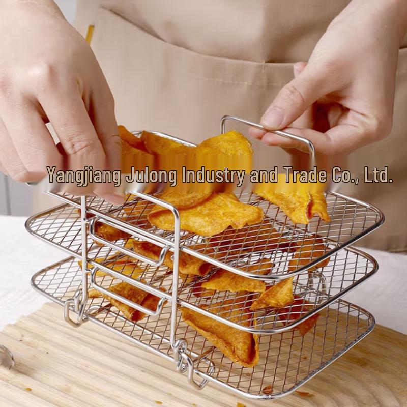 ZISIZ 304 Stainless Steel 3-Tier Square Air Fryer Rack