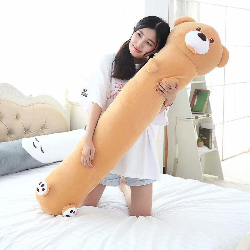 Long Strip Pute Sylindrisk Plysj Sovepute Avtagbar Vaskbar Seng Sovepute