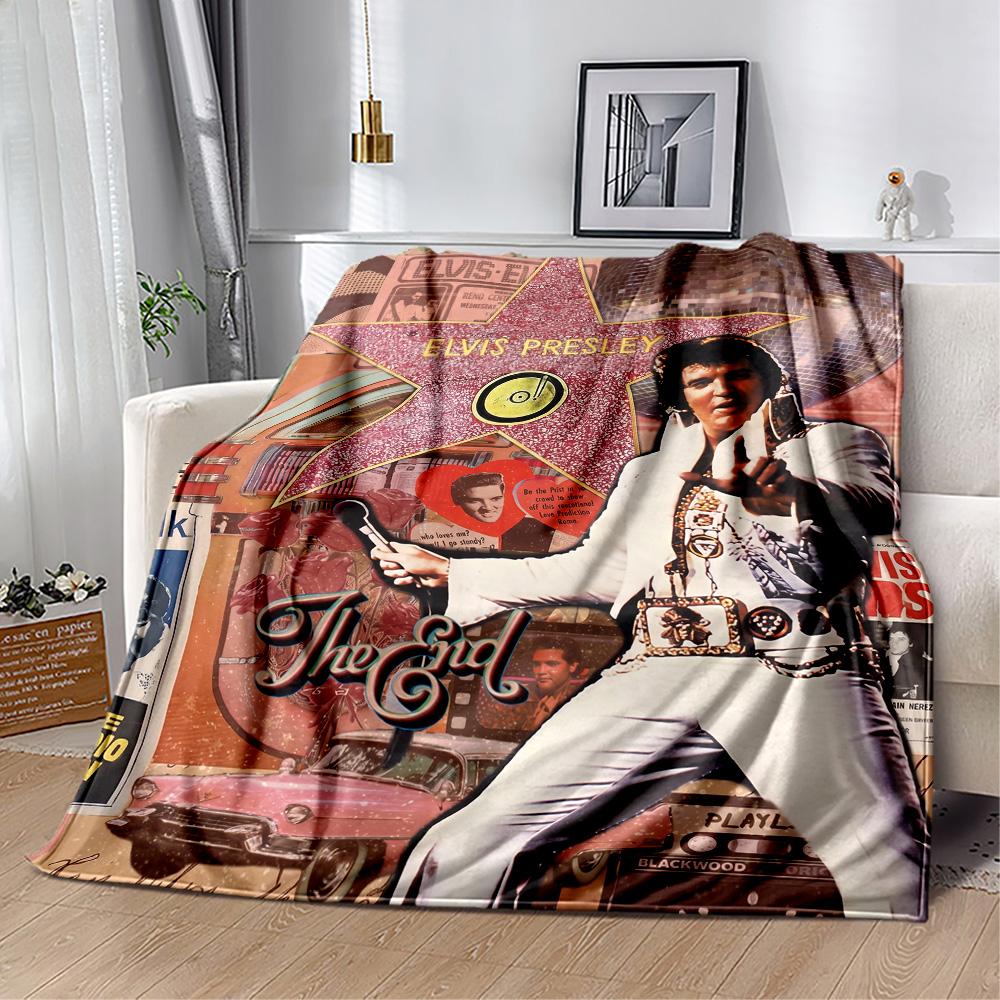 Elvis Presley's Musical Journey Blanket Durable Comfort Great for Livingroom Picnics Chair for All Occasions Playful Design