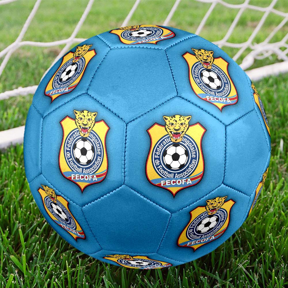 Congo DR national football logo Size 5 Soccer Ball, Machine-Stitched PVC, Durable & High Bounce, All Ages Fit, fan merchandise, matches & outdoor use.