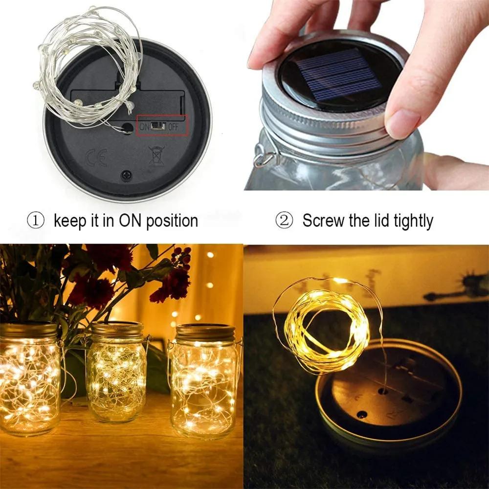 Outdoor Solar Cracked Mason Glass Wishing Light Landscape Garden Night Light Waterproof  Christmas Villa Decoration Lantern