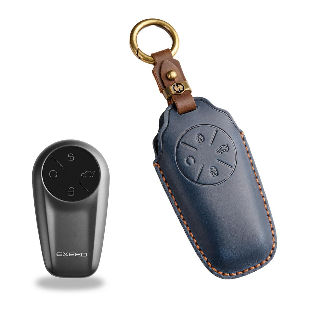 The First Layer of Cowhide Key Cover Is Suitable for Chery Star Era ET Key Bag, Genuine Leather, Handmade Keychain, Leather Goods.