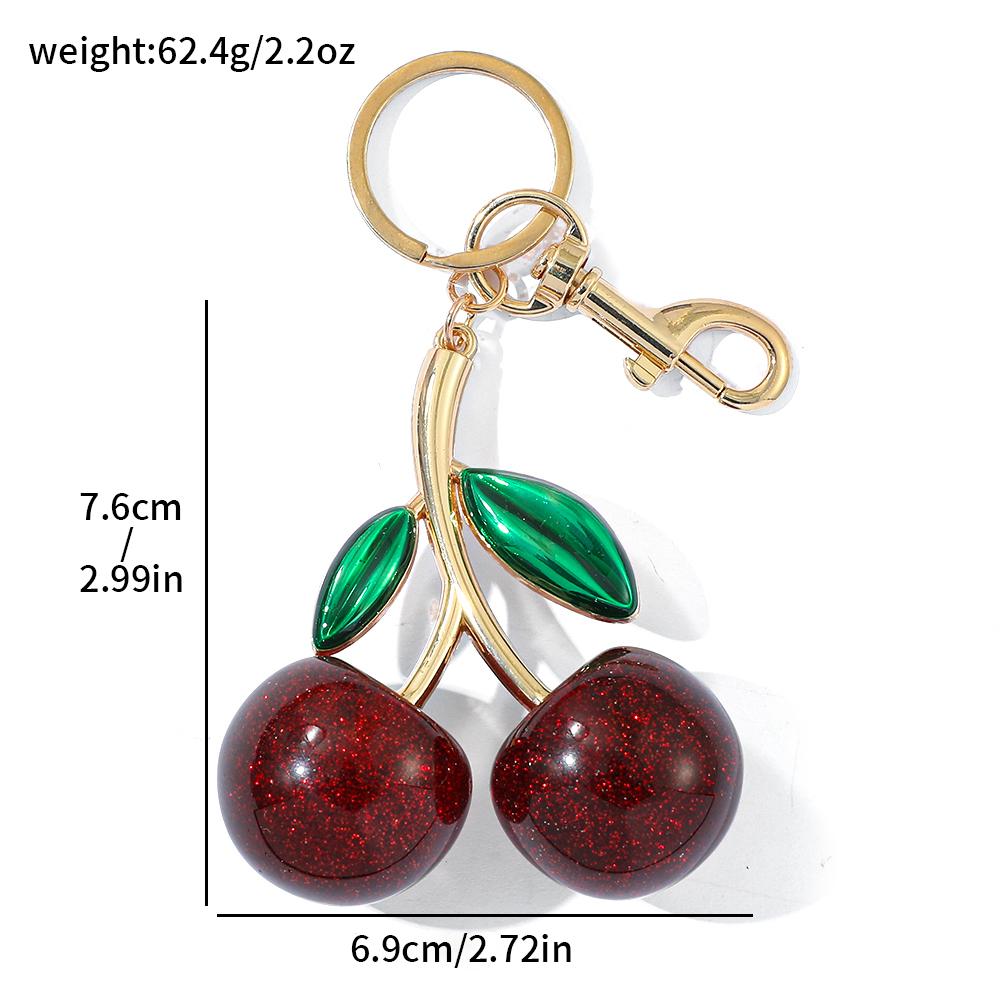 Fruit Cherry Bag Chain Charm Keychain Exquisite Red Cherry Key Chain for Women Bag Purse Pendant Accessories Gift