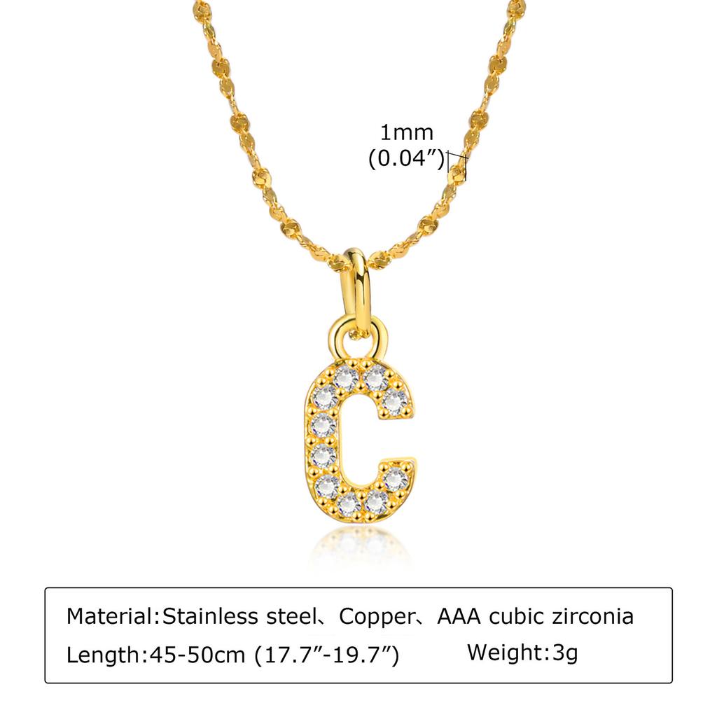 A-Z Initial 26 Letters AAA Cubic Zirconia Pendants Necklace For Women, Stainless Steel Dainty Charm Necklaces Fashion Jewelry