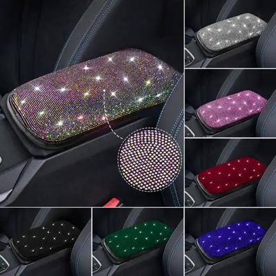 Bling Auto Armlehnenbezug Auto Mittelkonsole Schutzbezug Kristall Strass Armlehnenkissen Pad Autozubehör für Frauen