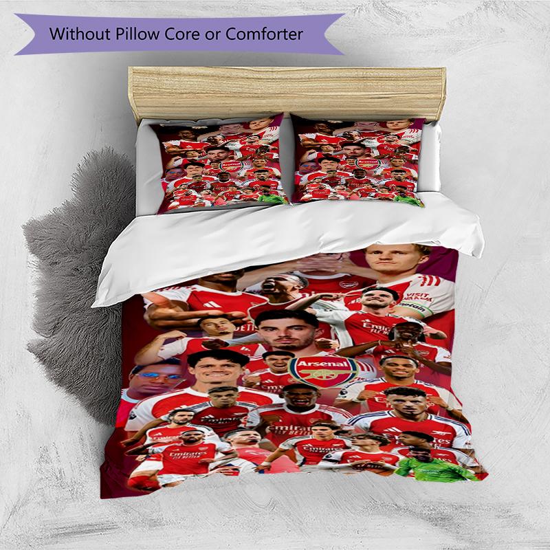 3pcs Duvet Cover Set (1*Duvet Cover + 2*Pillowcase, Without Core),football team Print Bedding Set, Bedroom Decor, All‑Season, Birthday Gift