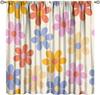 70S Flowers Curta Retro Colors Floral Groovy Vintage Colorful Blackout Window Drapes For Bedroom Living Room Kitchen Cafe