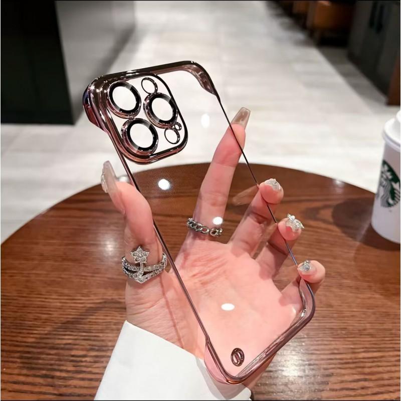 Ultra Thin Clear Full Cover Phone Case IPhone 16 Pro Max With Electroplated Frame Shockproof PC Bumper