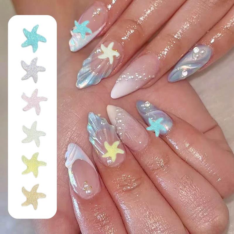 Starfish Nail Art Accessories Japanese Fresh Sweet Ocean Series Fine Glitter Nail Wearable Nails Earrings Accessories
