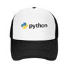 Python Logo Mesh Trucker Hat Breathable Adjustable Cap for Coding Enthusiasts and Tech Lovers Stylish White and Black Design