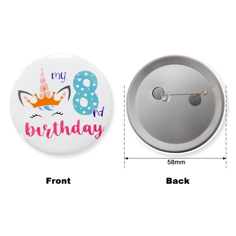 New Unicorn Theme Series Party Badge Baby First Birthday Cartoon Digital Badge 