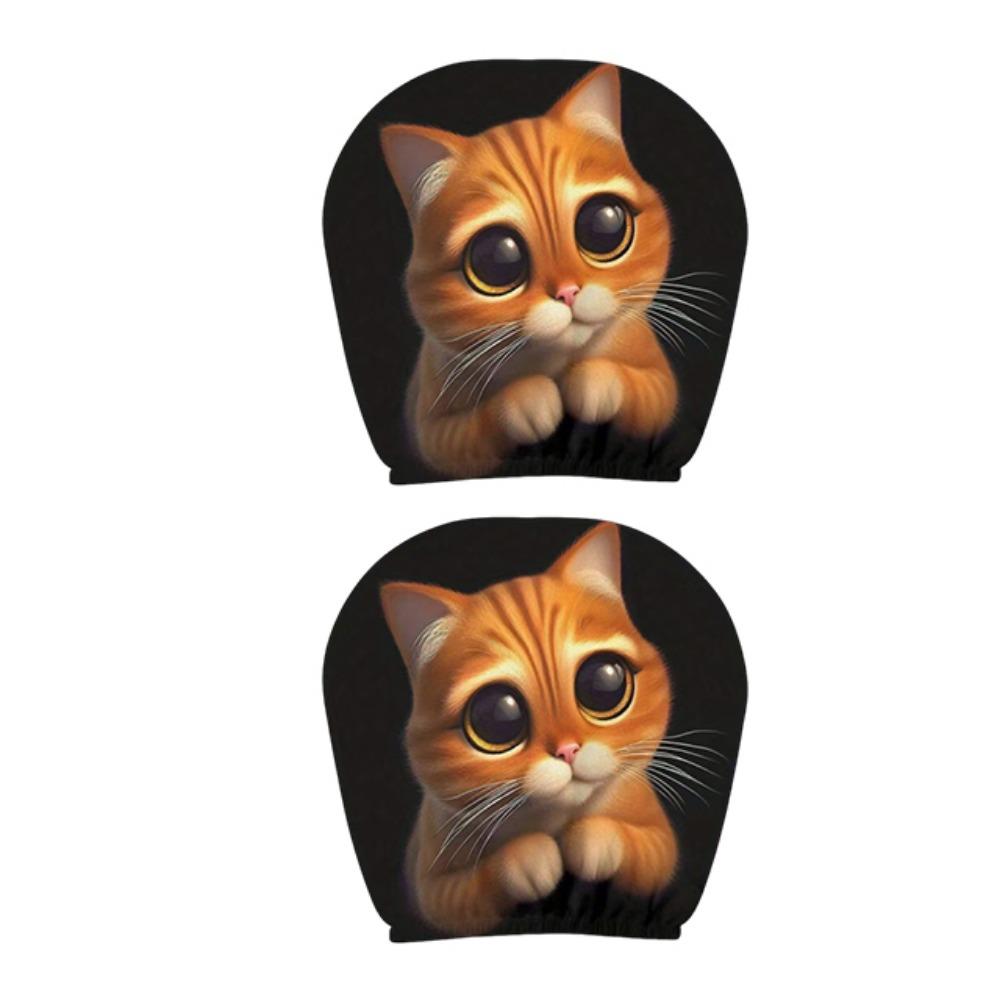 2Pcs Exaggerated Car Headrest Covers Funny Face Expressions Car Seat Headcover Journey Must-Have