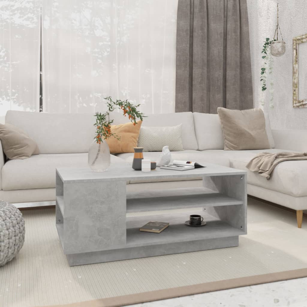 Coffee Table Concrete Grey 102x55x43 cm Wood Based Material