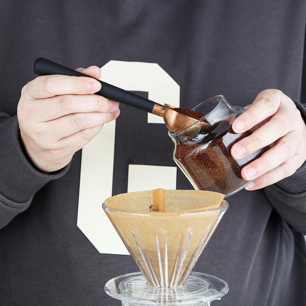 Easyworkz Stainless Steel Long Handle Coffee Scoop 7g Measuring Spoon [Rose Gold & Black]