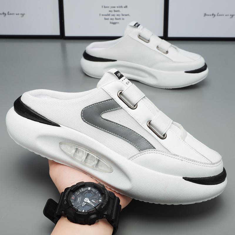 

Men Lazy Slippers Slides Indoor Outdoor Sandals Men Non-slip Thick Bottom Home Half Slippers Men Casual Shoes Baotou Slippers 39 білий