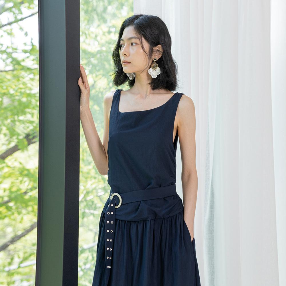 Laengsseon Ls_Elegant Sleeveless Dress_Navy
