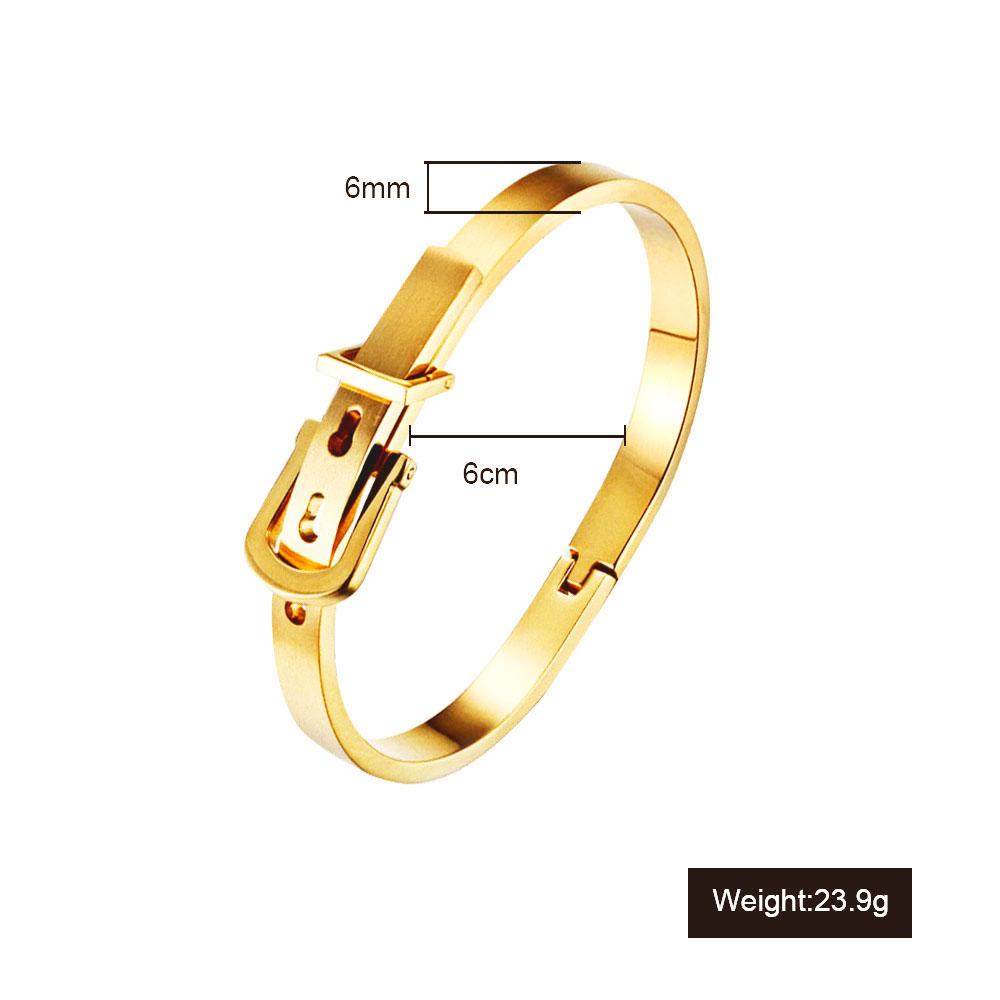 

2026 New FINE4U B050 Belt Buckle Bangle for Men Women 316L Stainless Steel Bracelets & Bangles 3 Colors Choices