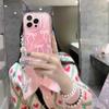Pink Bow Pattern Chain Case For iPhone 17Air 16E 17 16 Pro Max 15 Plus 11 PRO Max Wave Side Silicone Soft Cover