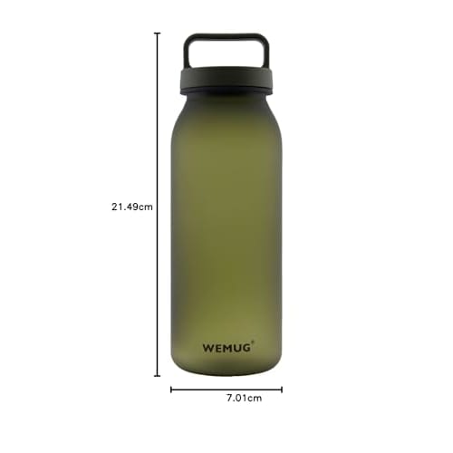 WEMUG Water Bottle, 620ml (Ultra-Lightweight, Silicone-Free, High-Sealing), Sports Bottle with Handle, Army Green