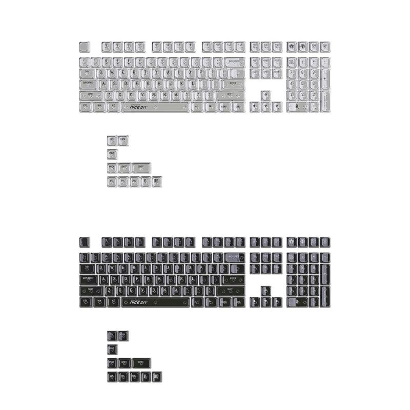 132Key Crystal Backlit Keycaps MDA Profile Translucents Keycap for Mechanical Keyboards