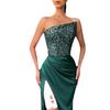 Abito da Sera Verde con Paillettes, da Fata, Lungo, Senza Maniche, alla Moda, che Esalta la Figura, di Media Lunghezza