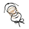 5 fashionable and simple black glass bead bow bracelet with adjustable braided bead bracelet set