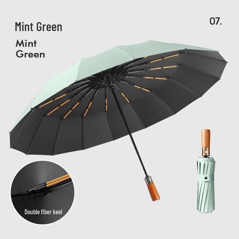 UV Protection Folding Umbrella with Wooden Handle
